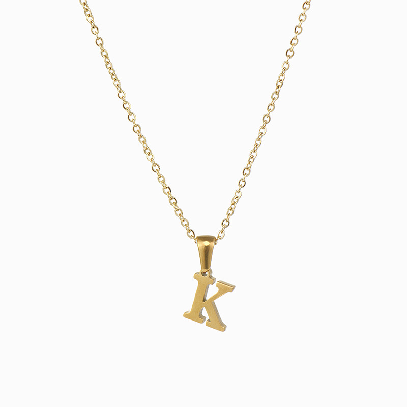 Gold color / 1 Piece Simple Series Simple Letter K Stainless Steel  Gold Color Women's Pendant Necklaces Picture11